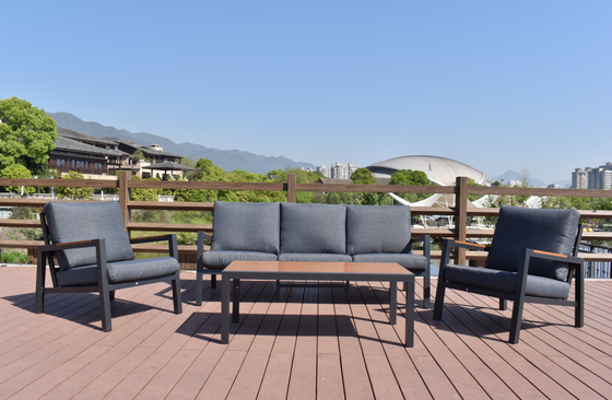 Sofa triple de inclinaison en aluminium de terrasse avec des meubles de coussin de 10cm