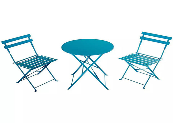 Table et chaises pliantes de jardin extérieur de patio de bistrot en acier 3 pièces