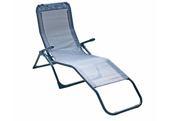 Fainéant pliable de Sun de tube en acier, chaises longues extérieures de plage