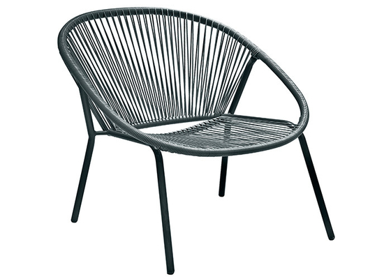 Chaise résistante UV de rotin en métal, K.D. Grey Rattan Stackable Chairs