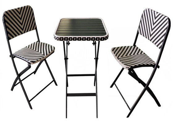 Pliage supérieur en acier de cadre en métal d'ensemble de chaise en osier de Tableau de jardin extérieur
